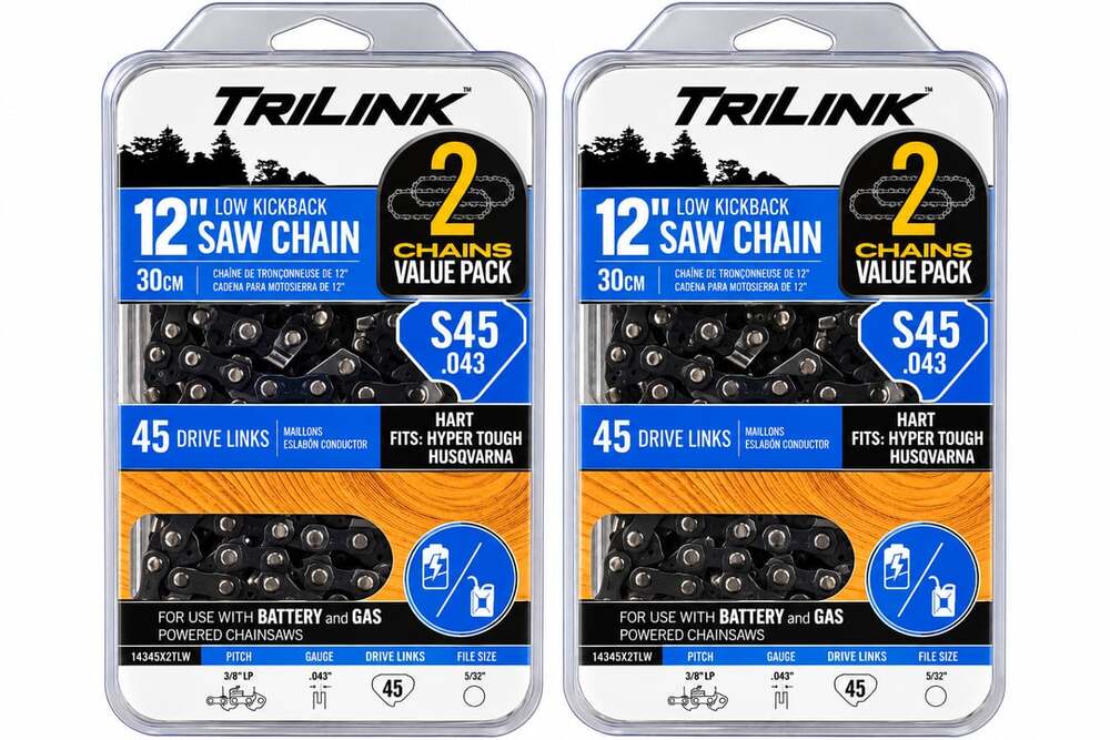 TriLink 12 Inch Saw Chain S45 2 Packs Value Pack 45 Drive Links
